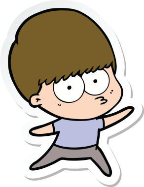 Bir insan tarafından çizilmiş sinirli bir çizgi film çocuğunun çıkartması.