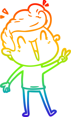 Gökkuşağı gradyanı çizimi bir insan tarafından çizilmiş heyecanlı bir çizgi film