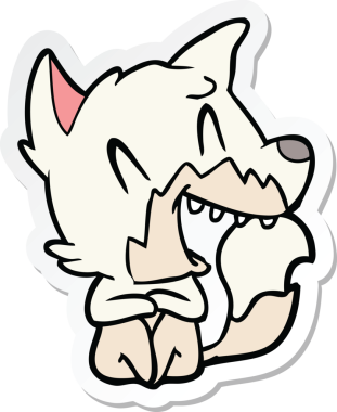 Bir insan tarafından çizilmiş gülen tilki çizgi filminin çıkartması.