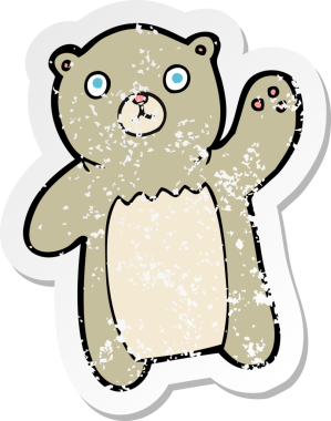 Bir insan tarafından çizilmiş sallanan bir ayının gerilimli çıkartması.