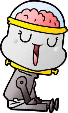 Bir insan tarafından çizilmiş mutlu çizgi film robotu