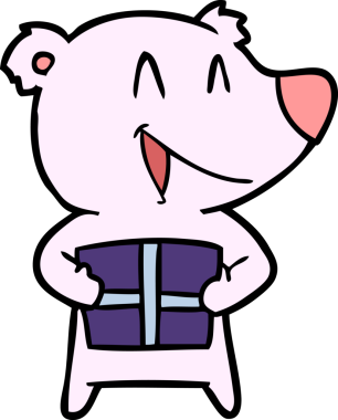 bir insan tarafından çizilmiş hediye ile cartppm ayısı