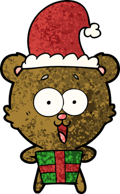 Bir insan tarafından çizilmiş gülen oyuncak ayı karikatürü.