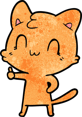 Bir insan tarafından çizilmiş mutlu bir kedi.