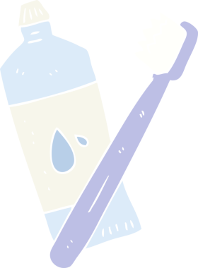 Bir insan tarafından çizilen diş fırçasının düz renk çizimi