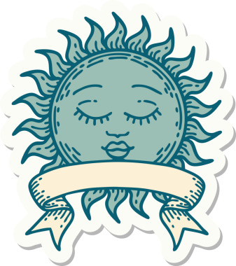 Bir insan tarafından çizilmiş güneş pankartıyla dövme stili.