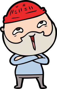 Bir insan tarafından çizilmiş mutlu sakallı bir adam.