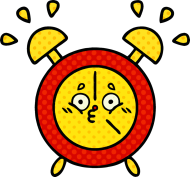 bir insan tarafından çizilmiş bir çalar saatin çizgi roman tarzı