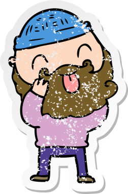 Bir insan tarafından çizilmiş sakallı bir adamın sıkıntılı çıkartması.