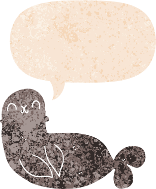 grunge ile konuşma balonu ile karikatür mühür sıkıntılı retro stil bir insan tarafından çizilmiş