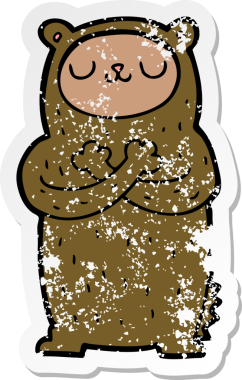 Bir insan tarafından çizilmiş karikatür ayısının sıkıntılı çıkartması.