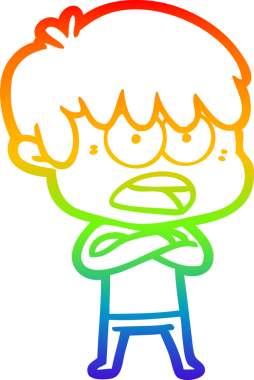 Bir insan tarafından çizilmiş endişeli bir çizgi film çocuğunun çizimi.