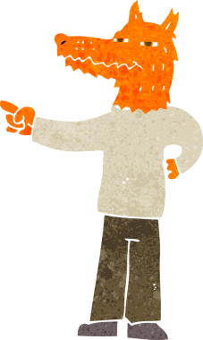 Bir insan tarafından çizilmiş tilki adam çizgi filmi