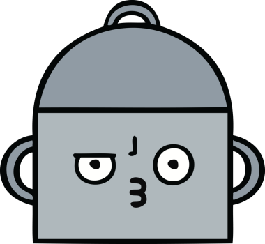 Bir insan tarafından çizilmiş güzel bir yemek tenceresi karikatürü.