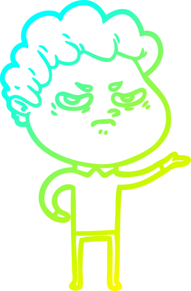 Bir insan tarafından çizilmiş kızgın bir adamın soğuk çizgi çizimi.