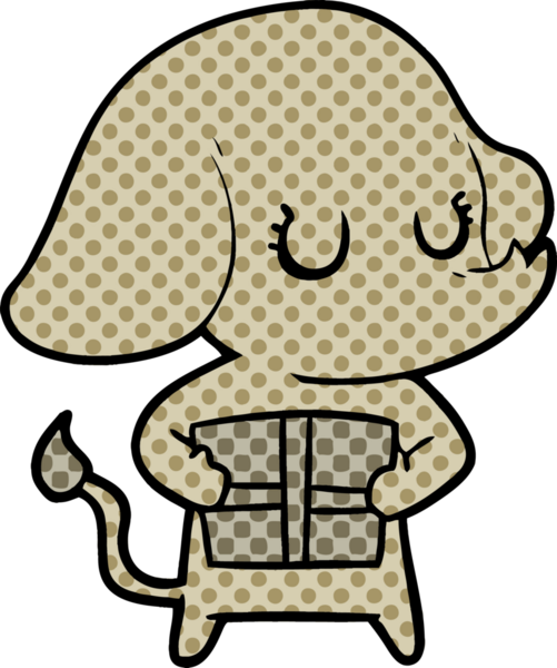 Bir insan tarafından çizilmiş sevimli çizgi film fili.