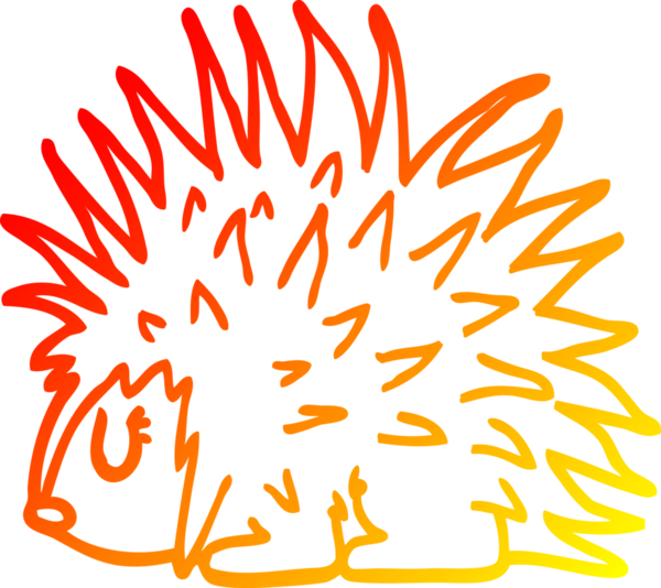 Bir insan tarafından çizilmiş sivri dikenli kirpinin sıcak çizgi çizimi