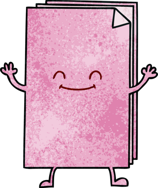 Bir insan tarafından çizilmiş garip bir çizgi film mutlu kağıtlar yığını