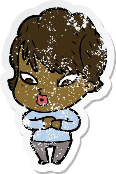 Bir insan tarafından çizilmiş karikatür bir kadının sıkıntılı çıkartması.