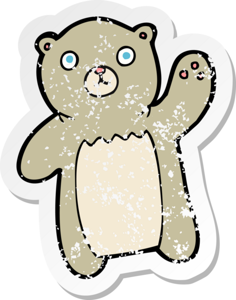 Bir insan tarafından çizilmiş sallanan bir ayının gerilimli çıkartması.