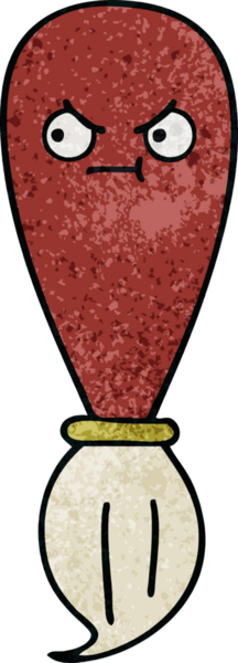 Bir insan tarafından çizilmiş eski grunge desenli bir boya fırçası.