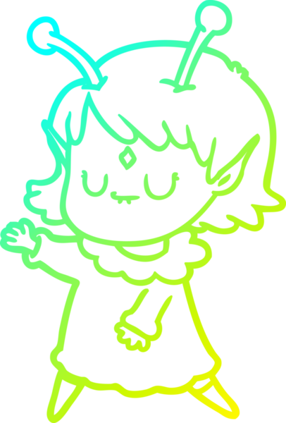 Soğuk gradyan çizgisi, bir insan tarafından çizilmiş uzaylı bir kızın çizimi.