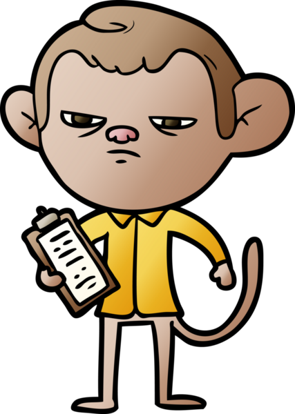 Bir insan tarafından çizilmiş kızgın maymun patron çizgi filmi.