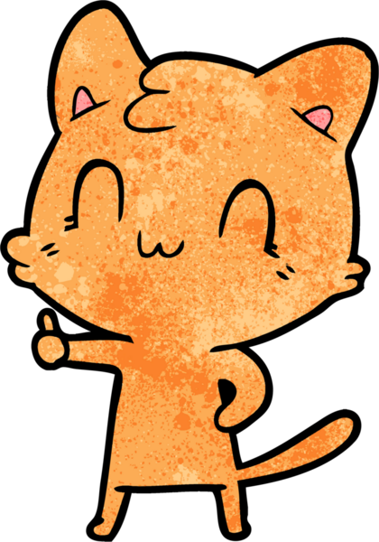 Bir insan tarafından çizilmiş mutlu bir kedi.