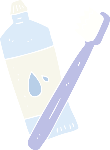 Bir insan tarafından çizilen diş fırçasının düz renk çizimi