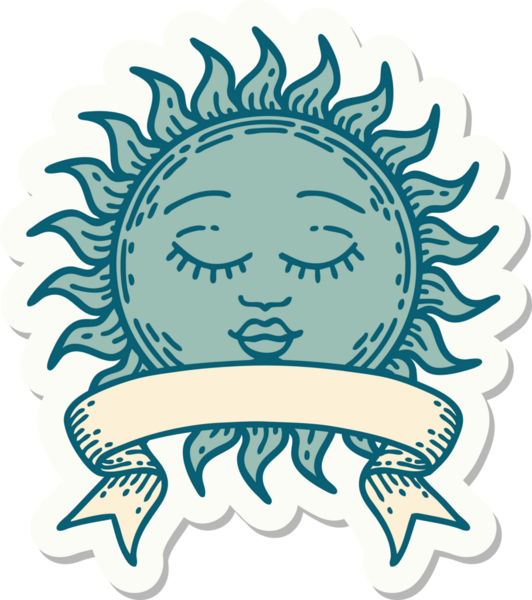 Bir insan tarafından çizilmiş güneş pankartıyla dövme stili.