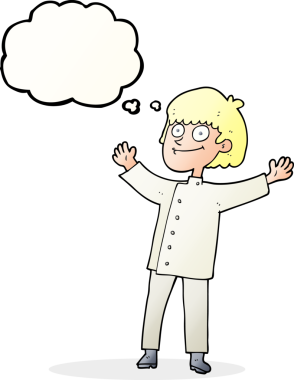 Bir insan tarafından çizilmiş serbest çizim balon karikatür şefi.