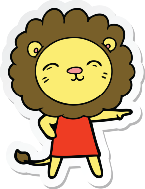 Bir insan tarafından çizilmiş karikatür aslanının çıkartması.