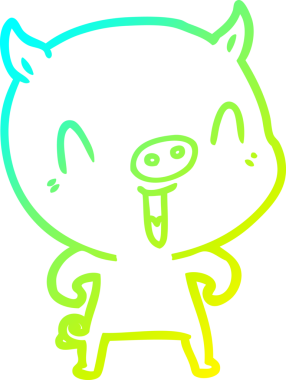 Bir insan tarafından çizilmiş mutlu çizgi film domuzu çizimi.