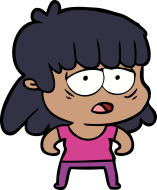 Bir insan tarafından çizilmiş yorgun bir kadın.