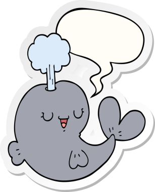 Bir insan tarafından çizilmiş konuşma balonu etiketli bir balina.