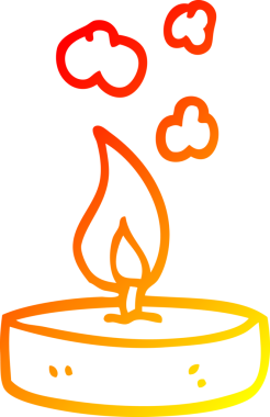 Bir insan tarafından çizilmiş küçük bir mumun sıcak çizgi çizimi