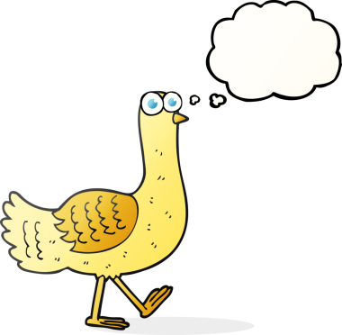 Bir insan tarafından çizilmiş serbest çizim balon karikatür kuşu.