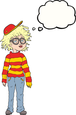 Bir insan tarafından çizilmiş serbest çizim balon karikatürlü inek kız.