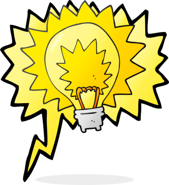 Bir insan tarafından çizilmiş serbest konuşma balonu çizgi film ampulü.