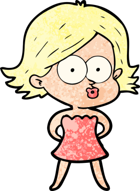 Çizgi film kızı somurtuyor bir insan tarafından