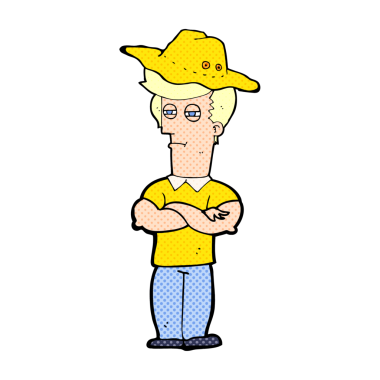 Bir insan tarafından çizilmiş şapkalı bir çizgi film adamı.