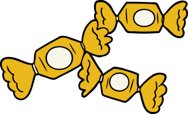 Bir insan tarafından çizilmiş şekerler.