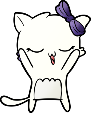 Bir insan tarafından çizilmiş kafasında yay olan çizgi film kedisi.