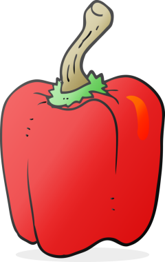 Bir insan tarafından çizilmiş kırmızı biber karikatürü.