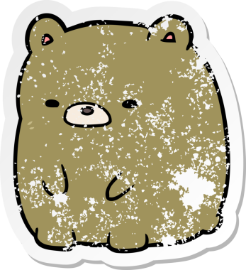 Bir insan tarafından çizilmiş üzgün ayı karikatürünün sıkıntılı çıkartması