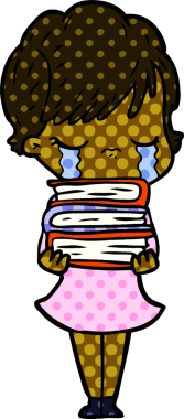 Bir insan tarafından çizilmiş ağlayan çizgi film kadını.