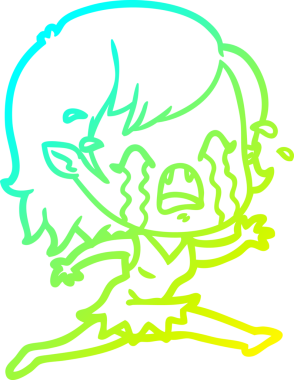 Bir insan tarafından çizilmiş ağlayan vampir kız çizgi filmi.