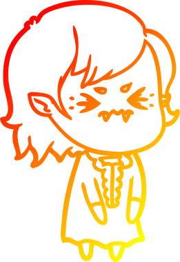 Bir insan tarafından çizilmiş kızgın bir vampir kız çizgi çizimi.