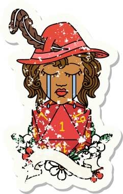 Retro Dövme Tarzı Ağlayan İnsan Ozan Doğal 1 D20 rulo Bir insan tarafından çizilmiş