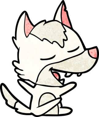 Bir insan tarafından çizilmiş gülen bir kurt.